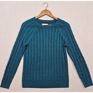 Croft & Barrow Teal Cable‎ Knit Crewneck Long Sleeve Sweater Size S